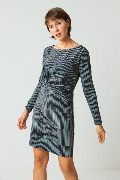 Eba Dress Navy & Green Print