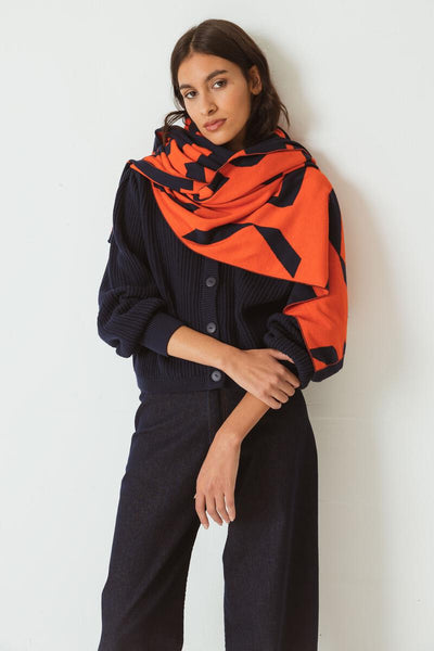 Iraeta Knit Scarf Navy Print