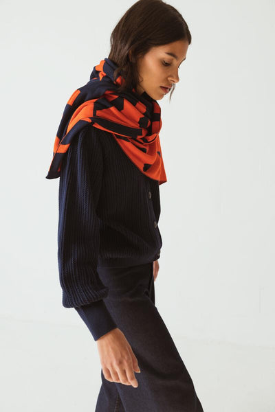 Iraeta Knit Scarf Navy Print