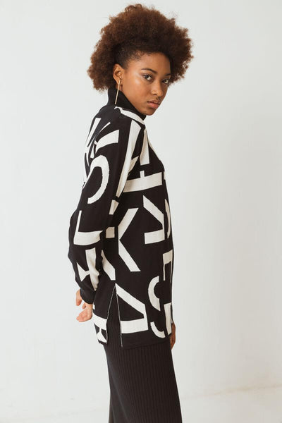 Isetza Sweater Black Print