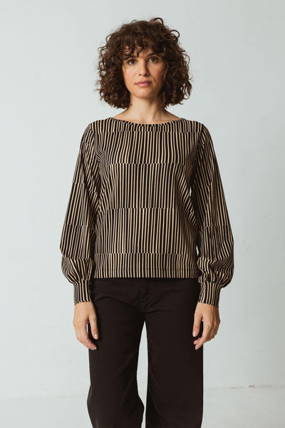 Kattin Top Black & Cream Print