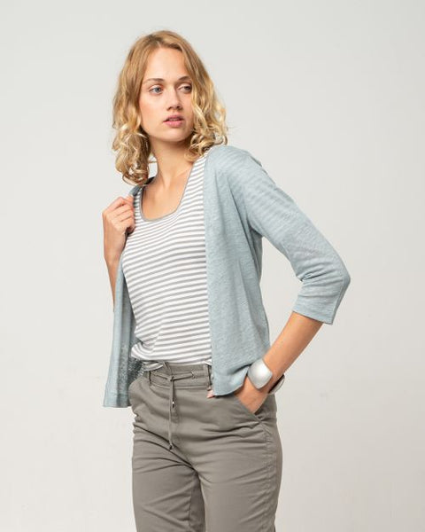 Linen Cardigan Ice Blue