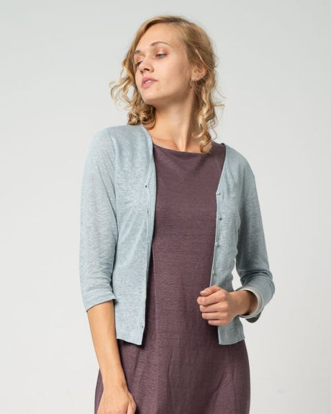 Linen Cardigan Steel Blue