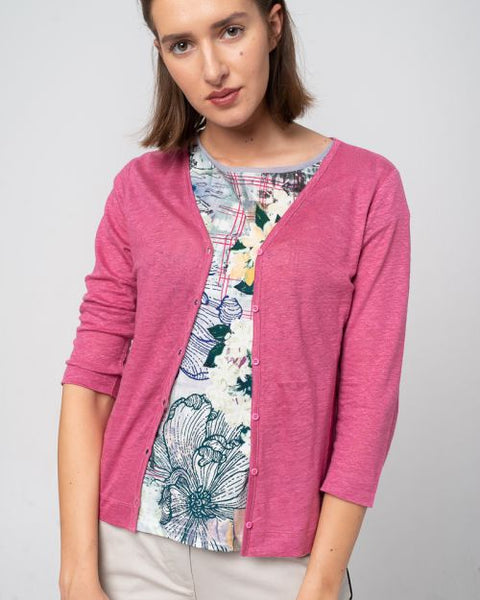 Linen Cardigan Rose