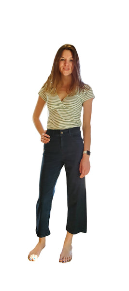 Aluna Organic Slub Top Green Stripes  **Clearance Final Sale**