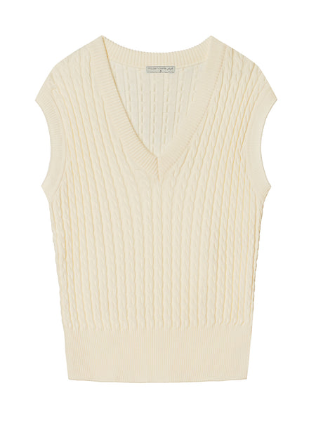 Cableknit Vest Cream