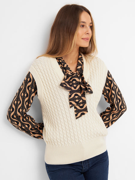 Cableknit Vest Cream