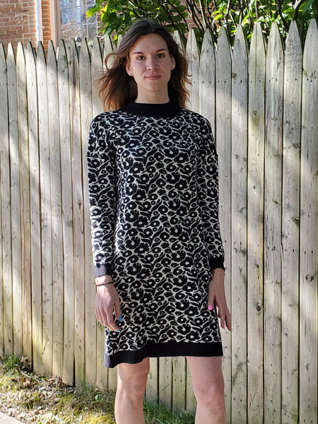 Knit Poppy Sweater Dress Black/Cream