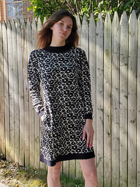 Knit Poppy Sweater Dress Black/Cream