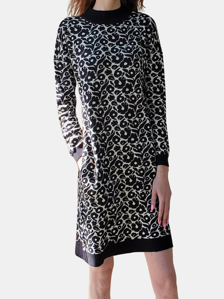 Knit Poppy Sweater Dress Black/Cream