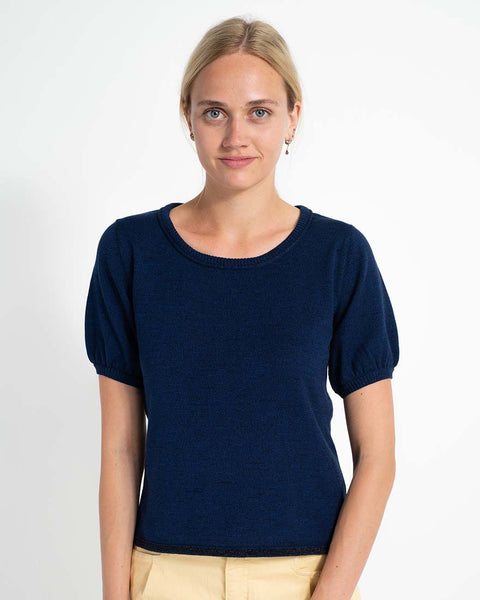 Melange Short Sleeve Sweater Denim