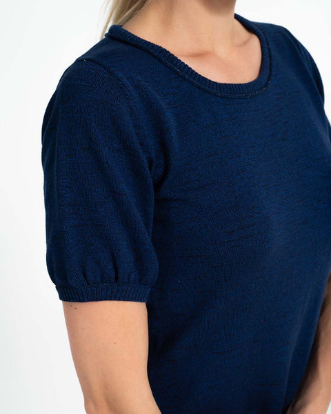 Melange Short Sleeve Sweater Denim