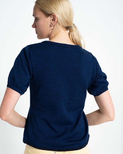 Melange Short Sleeve Sweater Denim