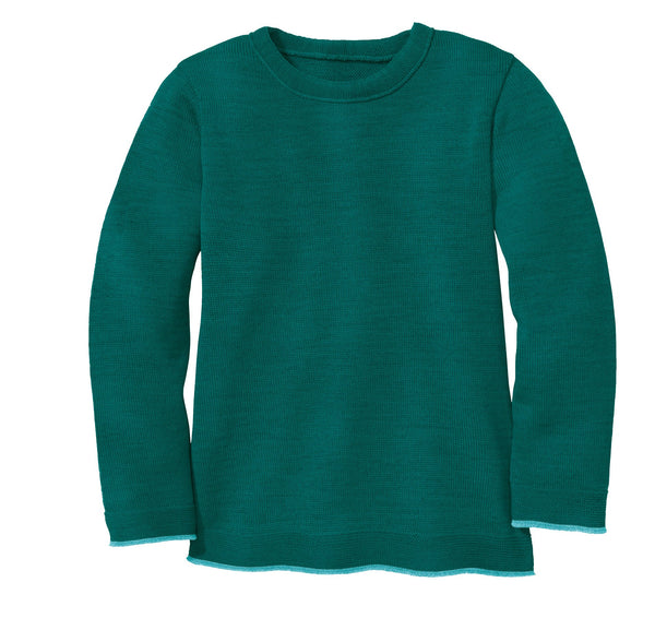 Disana Kid's Merino Knit Crewneck Sweater Lagoon