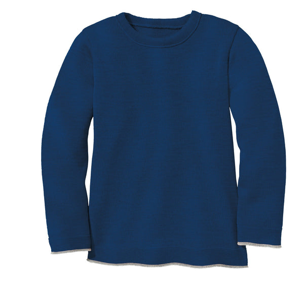 Disana Kid's Merino Knit Crewneck Sweater Pacific