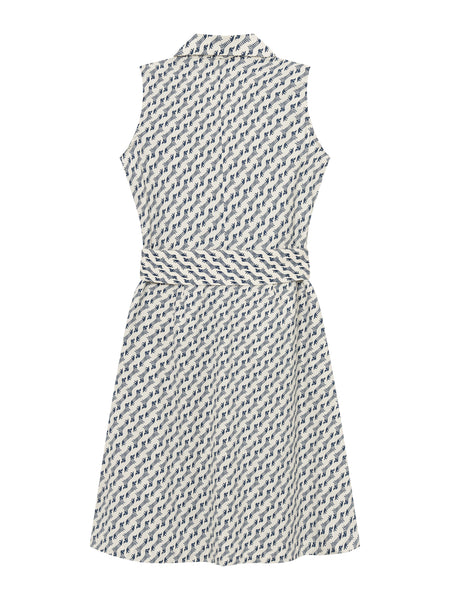 Sleeveless Poplin Dress Blue Print  **Clearance Final Sale  - Only 1 left in XS**