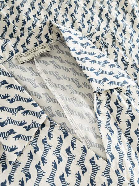 Sleeveless Poplin Dress Blue Print  **Clearance Final Sale  - Only 1 left in XS**