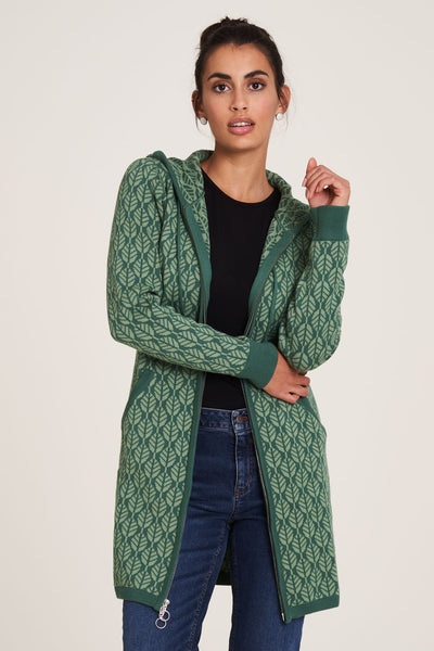 Sweater Jacket Green Leaves
