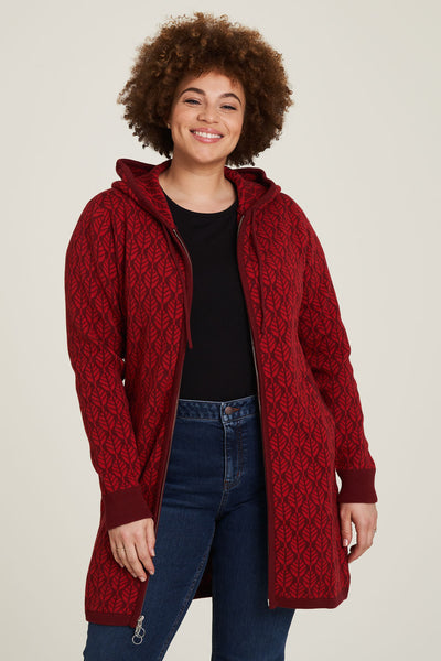 Sweater Jacket Red Leaves