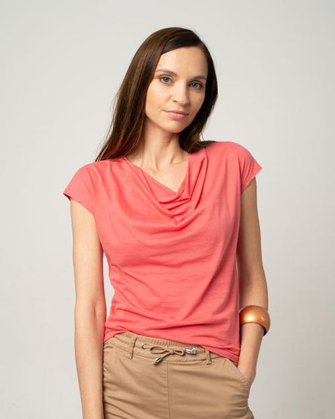 Short Sleeve Cascade Shirt Coral