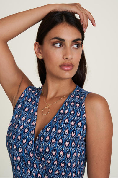 V-Neck Maxi Dress Blue Print