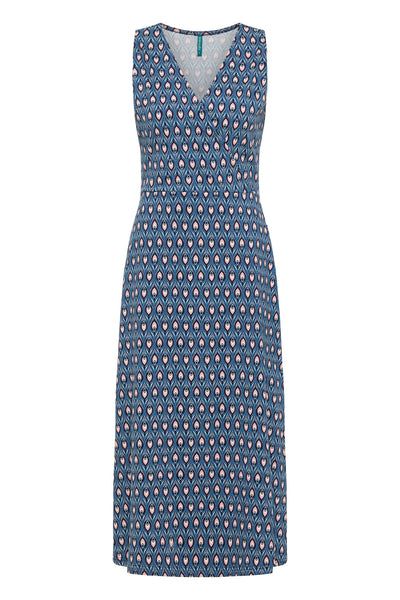 V-Neck Maxi Dress Blue Print