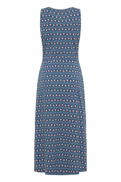 V-Neck Maxi Dress Blue Print