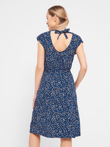 Poppy Print Jersey Dress Blue/White
