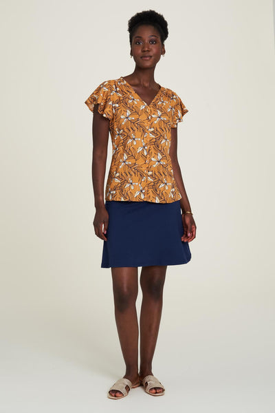 Flutter Sleeve Blouse Tropical Print