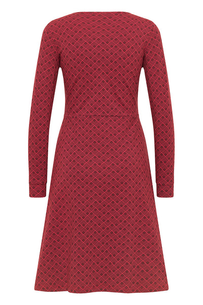 V-Neck Jersey Dress Geometric Red