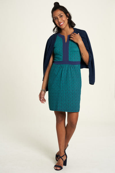 Organic Jersey Dress Green Print  **Clearance Final Sale - Only 1 Left in XS**