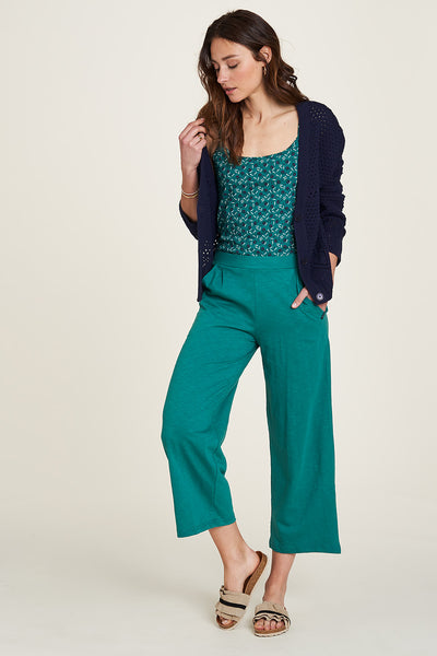 Slub Cotton Culotte Pant Green