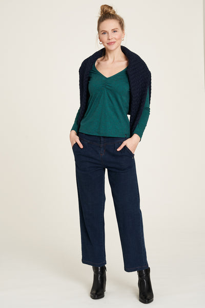 Long Sleeve V-Neck Top Kaleidoscope Green  **Only One Left**