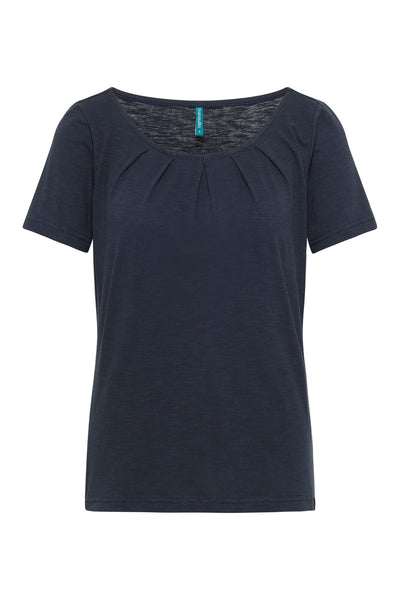 Slub Cotton Pleated Top Navy