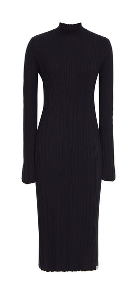 Irina Organic Rib Knit Dress Black  **Only One Left**