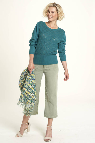 Lace Knit Sweater Teal  *Only 1 Left*