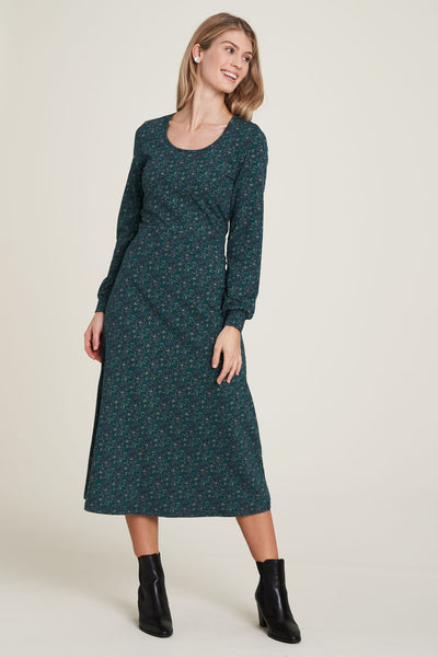 Long Jersey Dress Geo Print Green