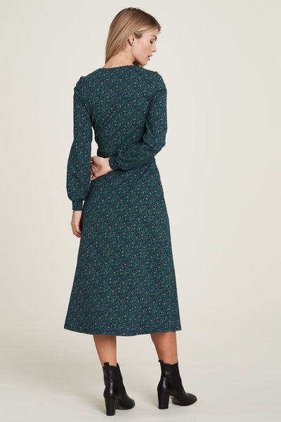 Long Jersey Dress Geo Print Green