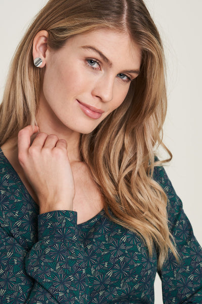 Long Jersey Dress Geo Print Green