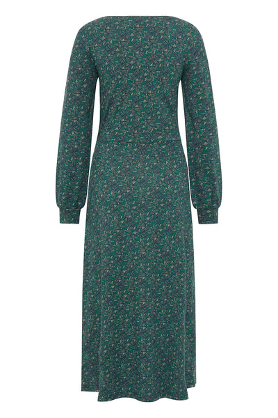 Long Jersey Dress Geo Print Green