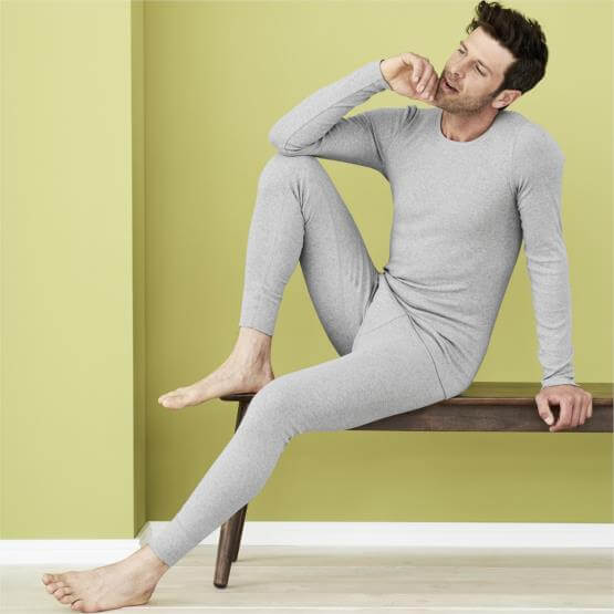 LC Mens Organic Cotton Long Undewear Pant Heather Grey