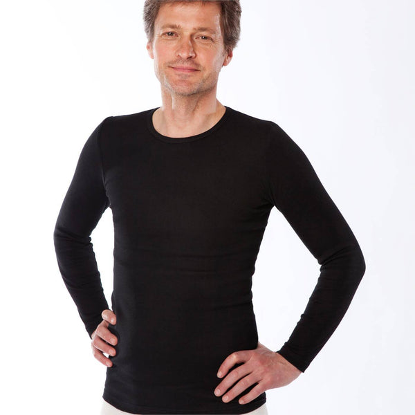 LC Mens Organic Cotton Long Undewear Shirt Black