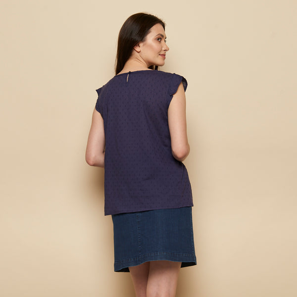 Ruffle Sleeve Chambray Top  **Only One Left**