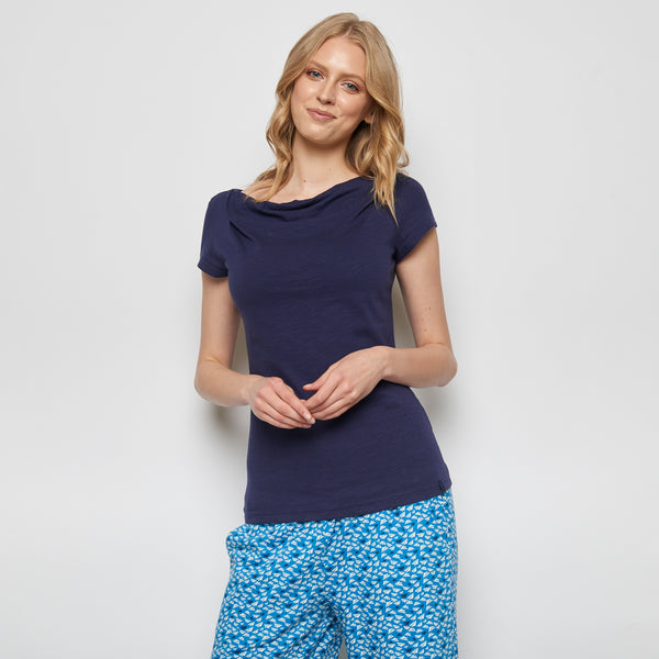 Cowl Neck Top Lore Navy  **Clearance Final Sale**