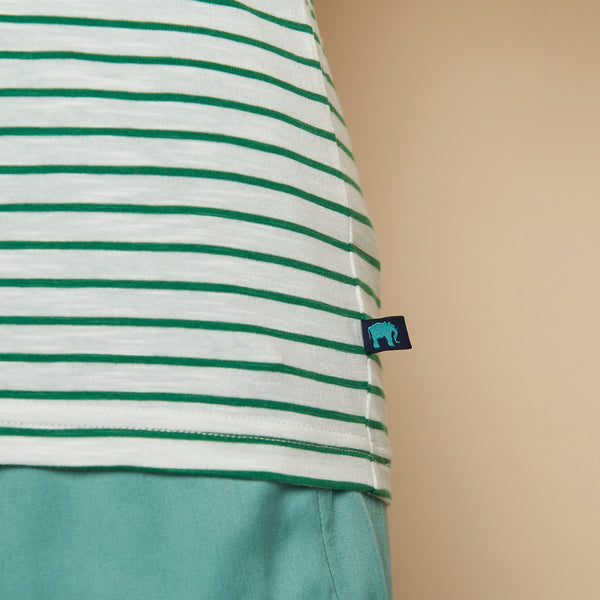 Aluna Organic Slub Top Green Stripes  **Clearance Final Sale**