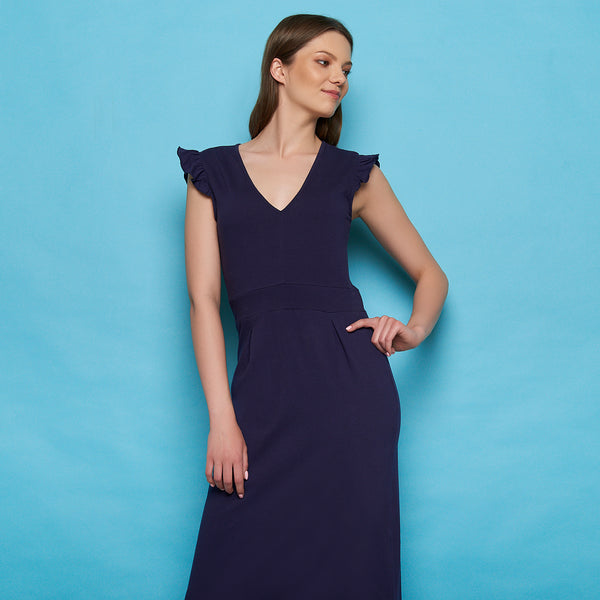 V-Neck Maxi Dress Navy