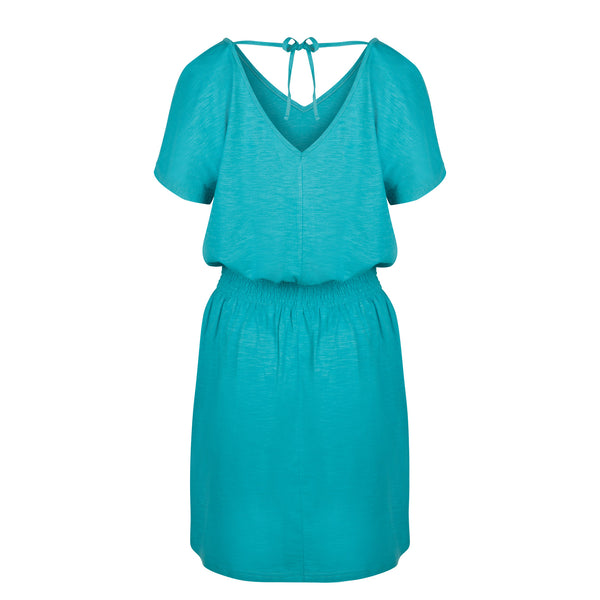 V-Neck Jersey Dress Sea Blue