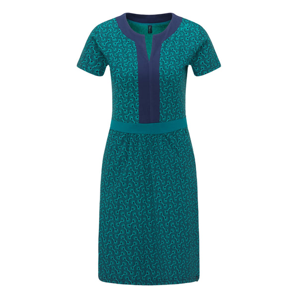 Organic Jersey Dress Green Print  **Clearance Final Sale - Only 1 Left in XS**