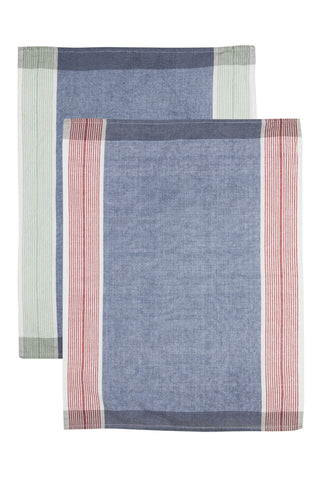 Tea Towels Blue with Stripes/Set of 2