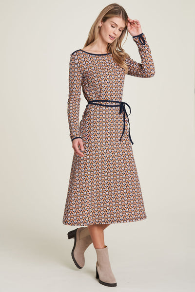 Tie Waist Jersey Dress Lotus Navy - *Available in XS & L*